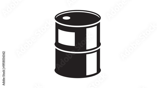 Barrel icon with a rectangular label and a small circle on top for industrial or storage representation