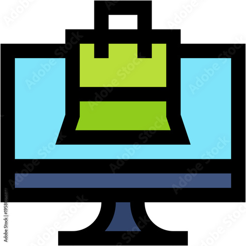 Vector Icon ecommerce, shopping and commerce, shopping bag, online store, bag