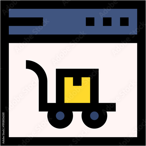 Vector Icon web, online shop, grow shop, cart, online shopping