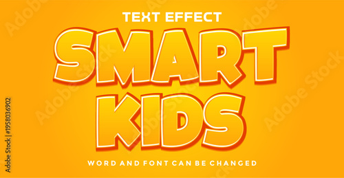 Smart Kids 3D Text Effect with Bold Orange Typography for Education and School Theme