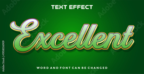 Excellent 3D Text Effect with Elegant Green Gold Script Typography on Dark Green Background