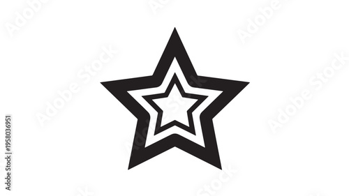 Star layered icon with concentric outlines for graphic design and award recognition purposes featuring symbol, victory, success with achievement and