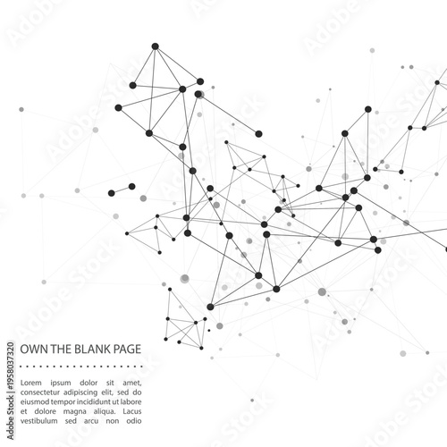 Vector dots lines black color connections. Abstract network background