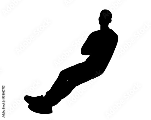 silhouette of a man leaning back while sitting in a cool pose, vector illustration
