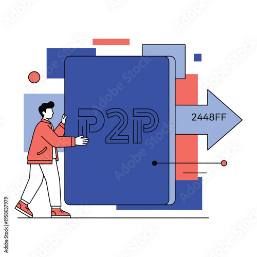 Person Interacting with Large P2P Document.