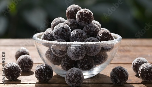 Round chocolate balls in a bowel