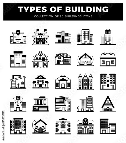 building icons in a white background
