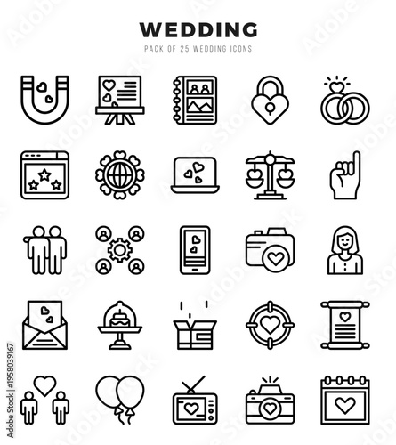 Wedding icons set for website and mobile site and apps.