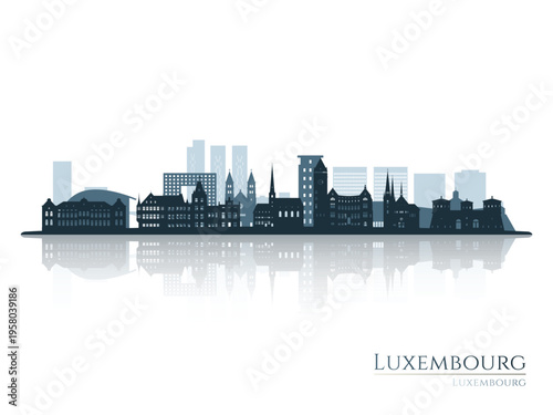 Luxembourg skyline silhouette with reflection. Landscape Luxembourg. Vector illustration.