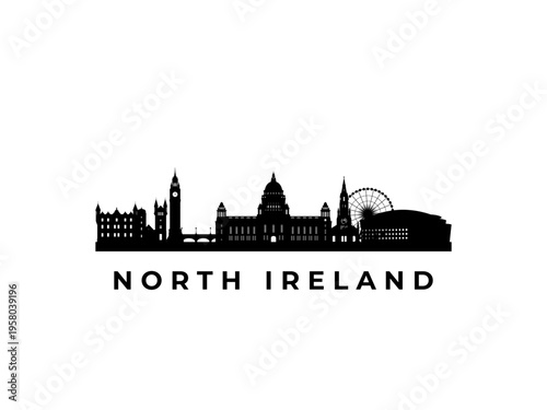 Vector North Ireland skyline. Travel North Ireland  famous landmarks. Business and tourism concept for presentation, banner, web site.