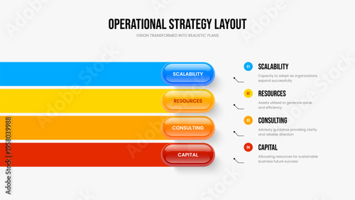 Company Showcase 4 Step Diagram Frame Design. Creative Development Slide Layout Vector Illustration. Investor Campaign Four Element Infographic Slideshow Template.