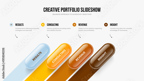 Business Innovation Four Element Infographic Frame Layout. Corporate Plan Presentation Design Vector Illustration. Project Performance 4 Option Diagram Slide Template.