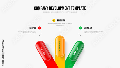 Product Campaign 3 Option Infographic Presentation Design. Sales Briefing Frame Template Vector Illustration. Investor Report Three Element Diagram Slideshow Layout.