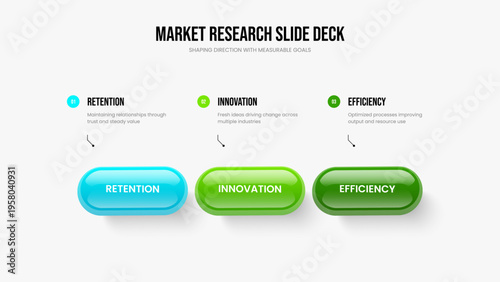 Creative Introduction 3 Element Diagram Frame Template. Enterprise Profile Slideshow Layout Vector Illustration. Product Insight Three Step Infographic Presentation Design.