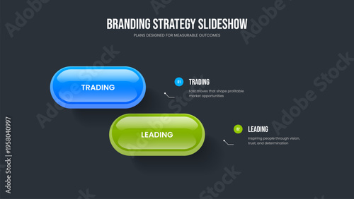 Modern Visualization Presentation Template Vector Illustration. Product Plan Two Element Infographic Frame Design. Business Forecast 2 Step Diagram Slide Layout.