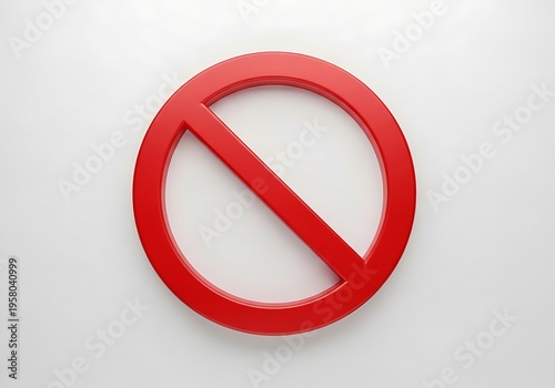 A red circle with a diagonal line through it on a white background