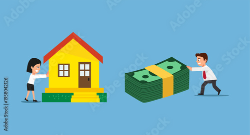 A Man Buy House Illustration Vector.