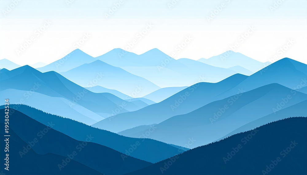 Fototapeta premium Blue Mountains Landscape Illustration Artwork.
