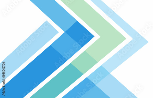 Layered blue and mint arrow shapes point forward in a geometric layout. Flat vector background expressing direction, progress, motion, corporate workflow, and modern navigation.