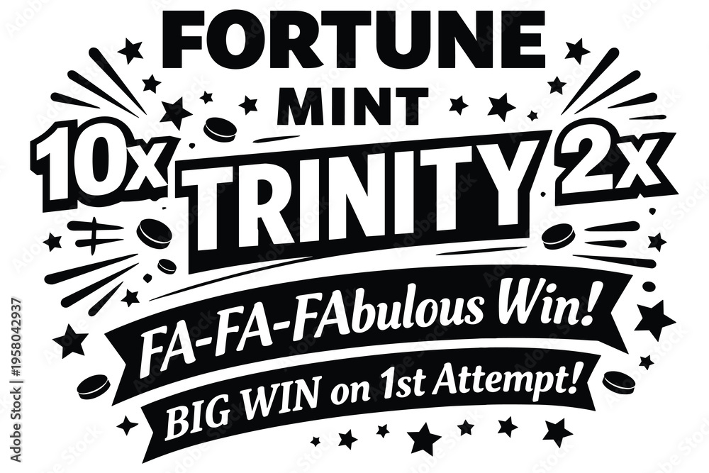 Fototapeta premium Vintagestyle explosive typography design celebrating a massive win with bold text and dynamic elements perfect for games luck and success themes