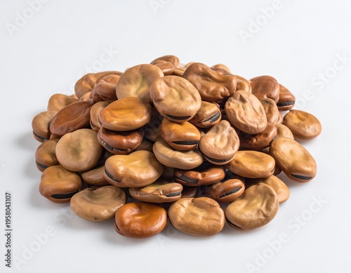 Pile of Dried Broad Beans on a White Background.