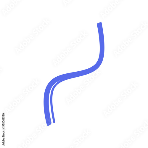 Blue plastic drinking straw bent.