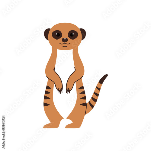 Cute Cartoon Meerkat Standing Upright.
