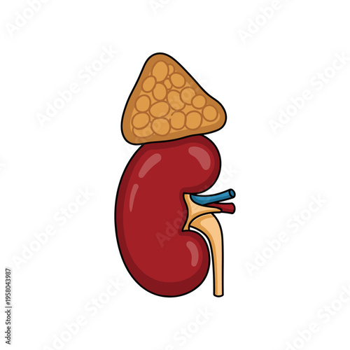 Kidney with adrenal gland on top.