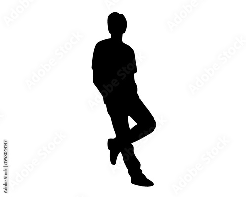 silhouette of a person leaning while standing, vector illustration
