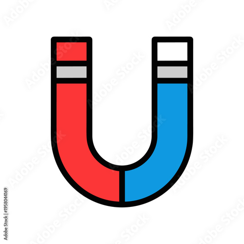 Horseshoe Magnet Icon Graphic Symbol.