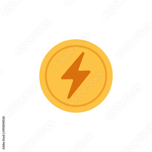 coin lightning cryptocurrency startup company logo flat color vector illustration template design
