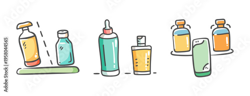 Comparing different products and bottles in a conceptual illustration for selection.