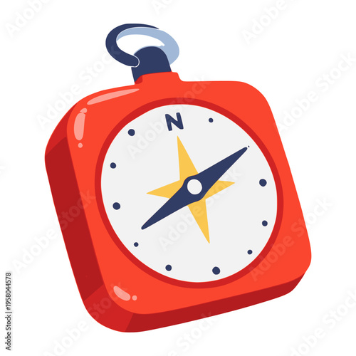 cartoon compass direction travel adventure flat color vector illustration template design