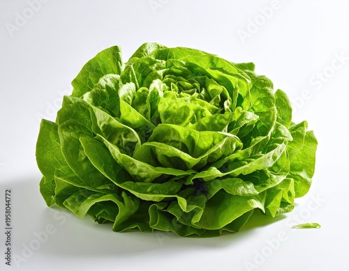 Fresh Green Lettuce Head on White Background for Healthy Eating.