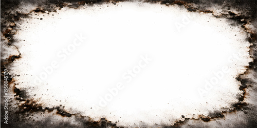Burnt Paper Grunge Border Texture with Charred Edges, Abstract Vintage Burn Frame Background, Distressed Fire Effect Banner