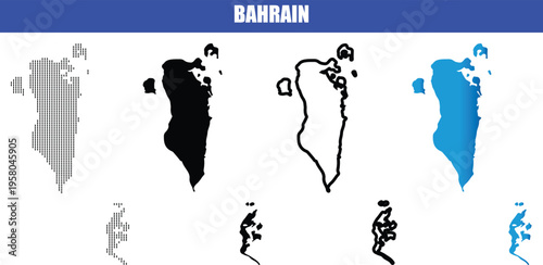 Bahrain map silhouette vector with multiple design options high quality graphic element ideal for educational content