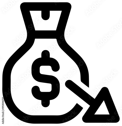 Minimalist line icon depicting a recast loan payment with a downward arrow symbolizing reduced financial obligation