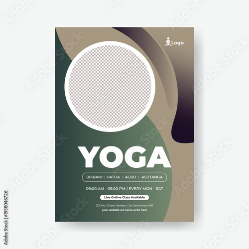 Modern Minimal Yoga Meditation Flyer Poster Template Wellness Spa Therapy Relaxation Beauty Salon A4 Brochure Cover Design Print Ready Advertising Marketing Promotion Vector design