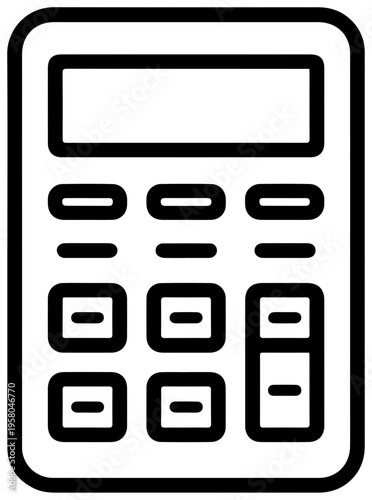 Minimalist outline icon of a calculator on white background for finance and business concepts