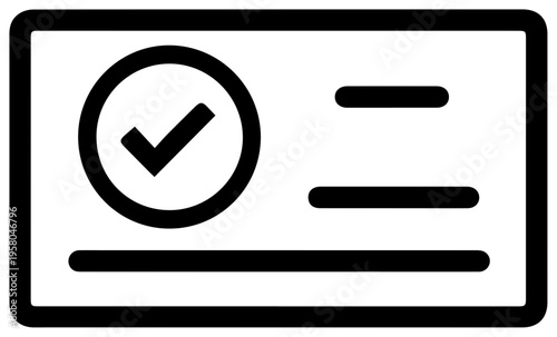 Minimalist outline icon of a lump sum reinstatement concept with checkmark and lines on white background