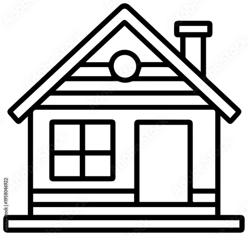 Simple black line art icon of a house with chimney and mortgage insurance
