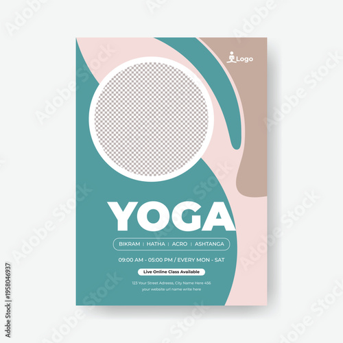 Yoga Meditation Event Flyer Poster Template Modern Wellness Minimal A4 Design Spa Therapy Relaxation Beauty Salon Brochure Cover Print Ready Advertising Marketing Promotion Vector