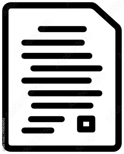 Simple black line icon of a closing disclosure document on white background for business or finance concepts