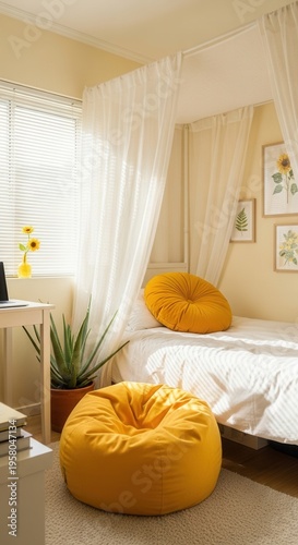 Cozy Bedroom Sanctuary With Natural Light And Yellow Accents