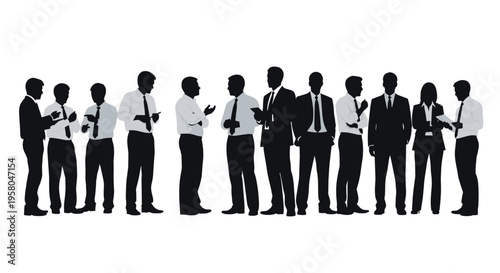 Silhouettes of business people standing together.