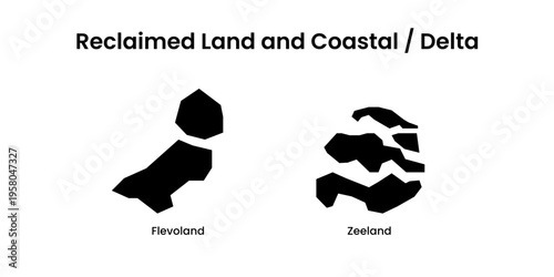 Netherlands Reclaimed Land Coastal Delta Silhouette Map Vector
