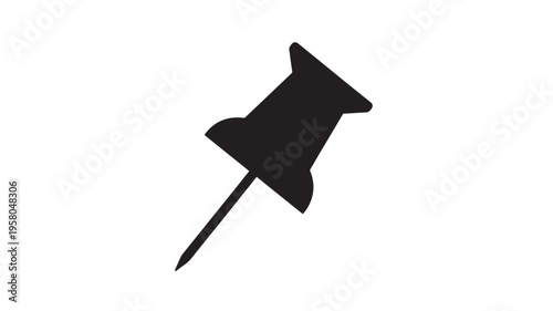 Push pin icon with a pointed metal shaft and a flat top, isolated on a white background for easy use.