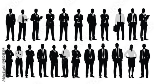 Silhouettes of business people standing.