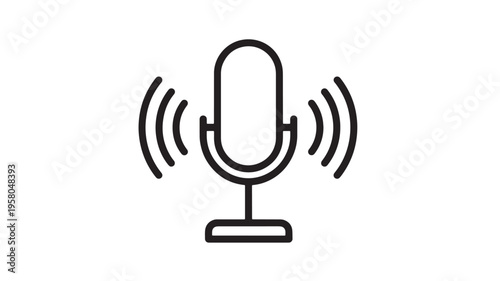 Microphone icon with sound waves indicating audio transmission and recording, perfect for podcasts and broadcasts