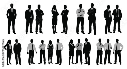 Silhouettes of business people standing.